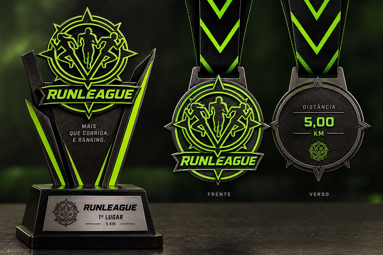 Troféu e medalhas da RunLeague